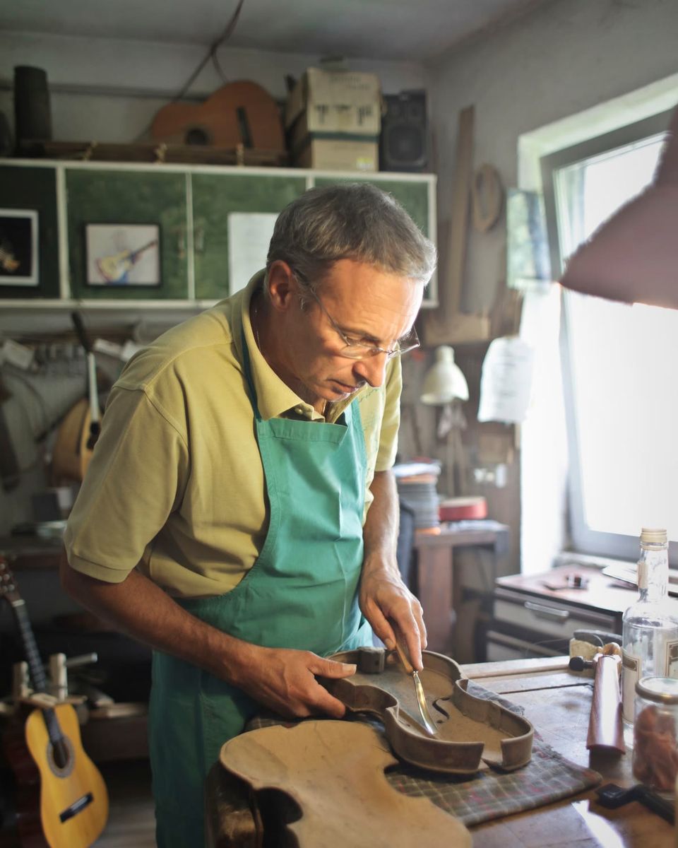 Violin maker at the bench